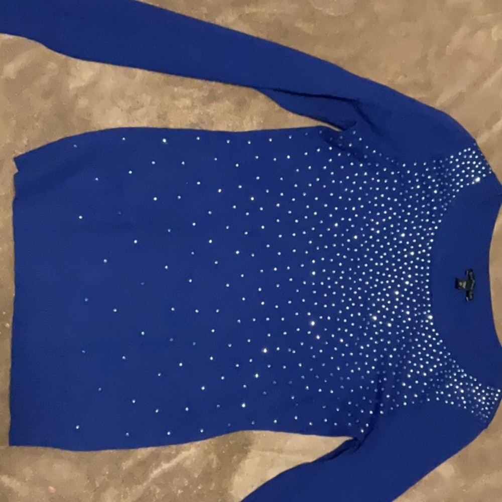 Express Blue Rhinestone Sweater